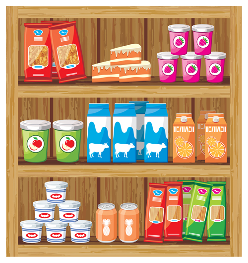 supermarket showcase and food vector set 21  