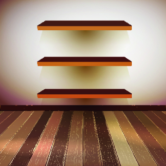 Vector wood shelf set 04  