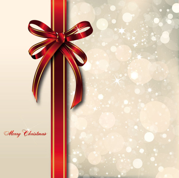 bow merry christmas cards vector 03  