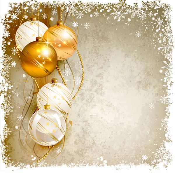 Shiny Ball with Christmas background vector graphics 02  