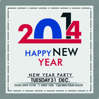 2014 Happy New Year deisgn vector material 01  