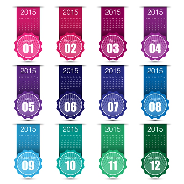 2015 grid calendar creative design vector 05  