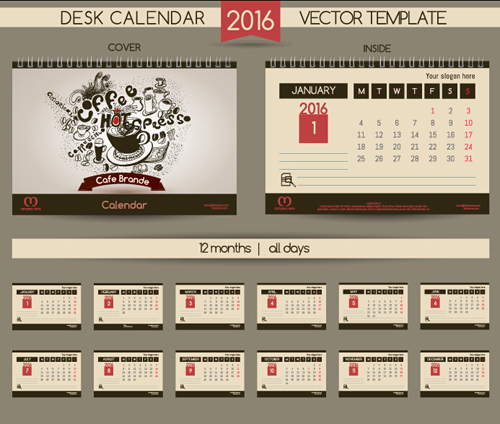 2016 New year desk calendar vector material 41  