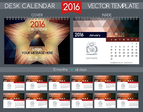 2016 New year desk calendar vector material 72  