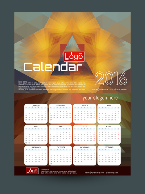 2016 technology calendar template vector 10  