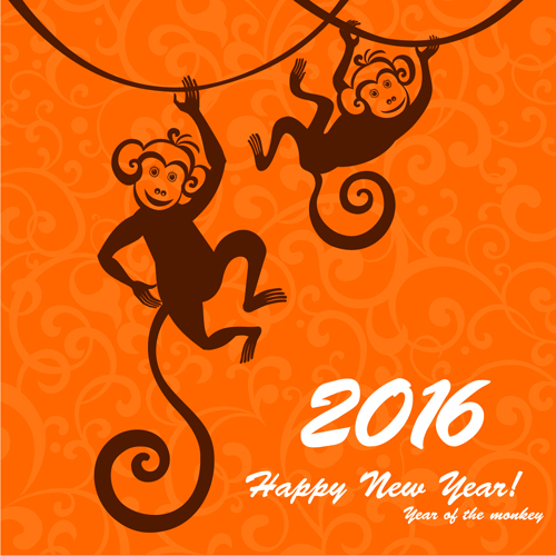 2016 the monkey new year design vector 04  