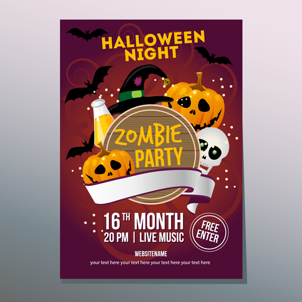 2017 Halloween Nacht Poster Vektor Vorlage  