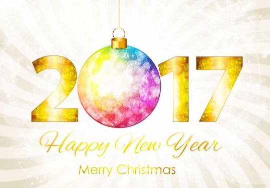 2017 Новый год с Рождеством декор фон вектор 04  