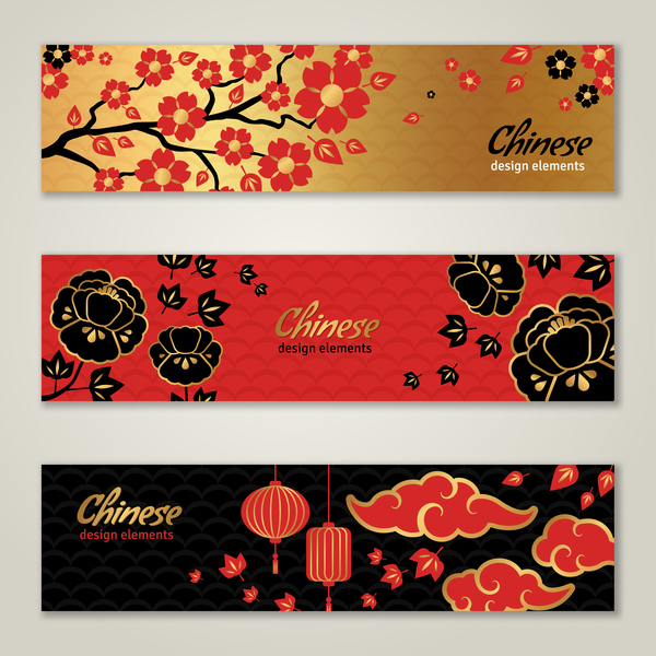 3 chinesische Stile Banner Vektor  