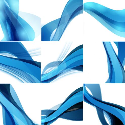 Abstrait bleu ondulé fond ensemble vecteur 03  