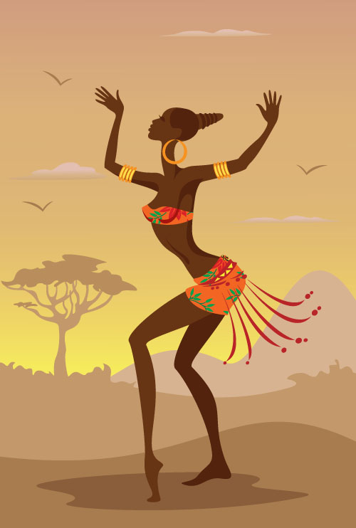 African woman illustrtion vector material 09  