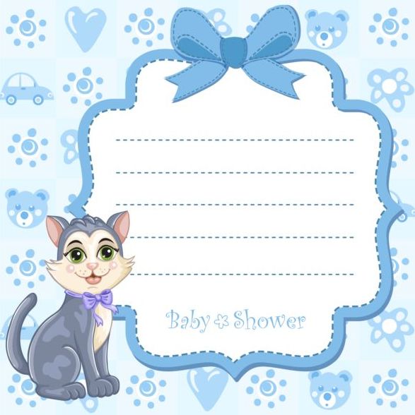 Baby shower cards with cute animals vector 07  