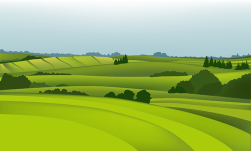 Beautiful fields landscapes vector set 07  