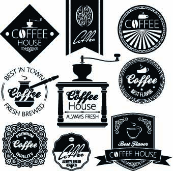 Black and white coffee labels vector  