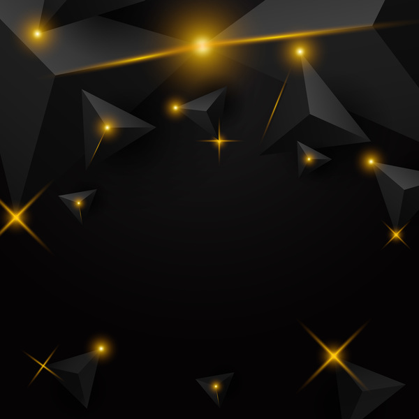 Black triangle background with star light vector 01  