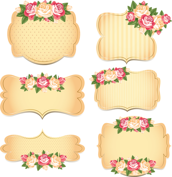 Blank yellow labels card with flower vector  