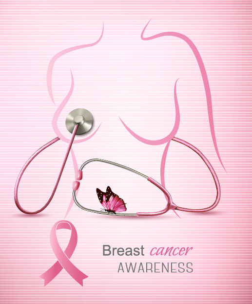 Breast cancer awareness advertising posters pink styles vector 04  