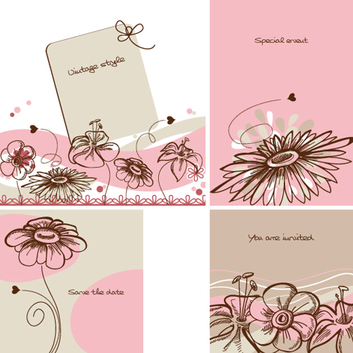 Hand drawn flower of Stylish card vector 04  