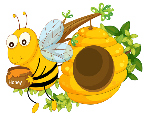 Cartoon bee and beehive vector material 05  