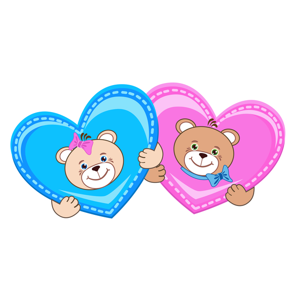 Netter Teddybär der Karikatur mit Herzvektormaterial 04  