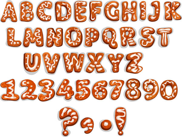 Biscuits au chocolat alphabet vecotr  