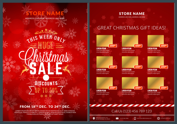 Christmas brochure template with gift card vector 07  