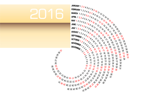 Circular Calendar 2016 abstract vector  