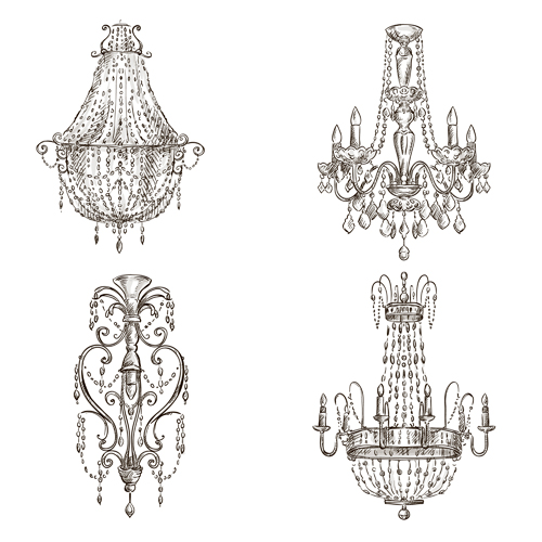 Classical chandelier design vectors material 01  
