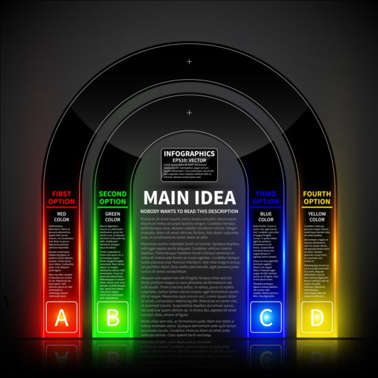 Färgad Neon infographic vektorer 04  
