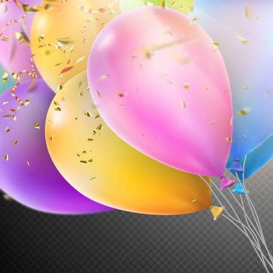 Färgglada ballonger med konfetti bakgrund illustration 02  