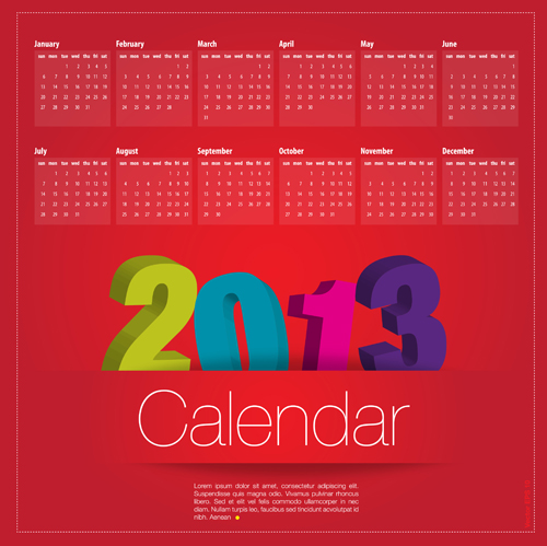 Creative Calendar grids 2013 design vector 04  