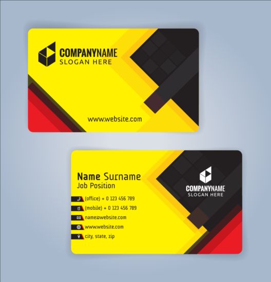 Creative business card black with yellow vector 02  