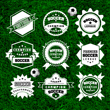 Creative football labels design vector graphics 03  