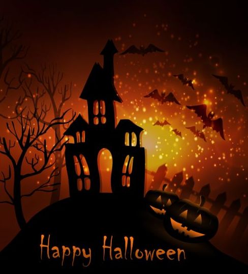 Creative halloween haunted house design vector 04  