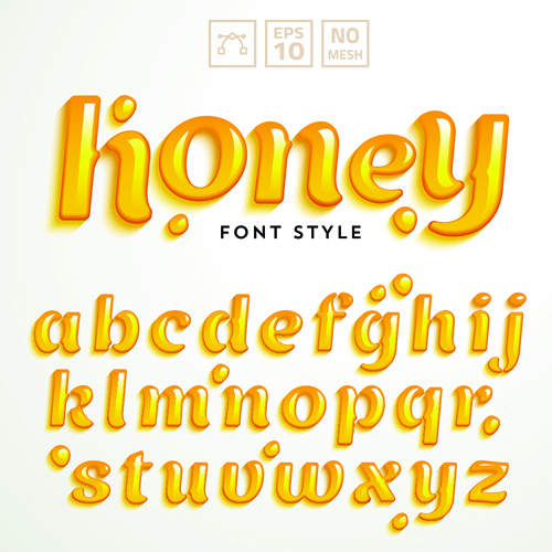 Creative honey alphabets vectors  