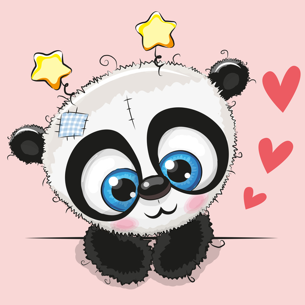Cute panda happy birthday card vector 02  