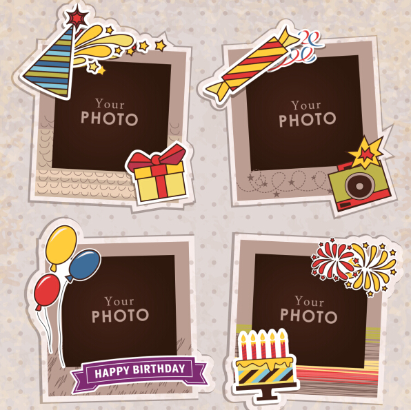 Cute photo frame vector set 04  