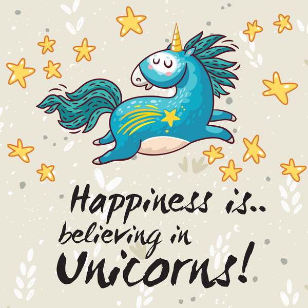 Cute unicorns with greeting card vector 06  