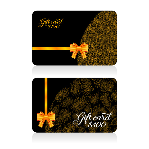 황금 활 벡터 tamplate 05와 어두운 선물 카드  