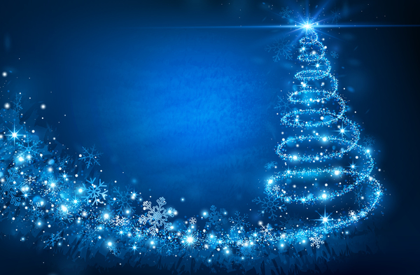夢のクリスマス ツリー クリスマス背景が青いベクトル 17  