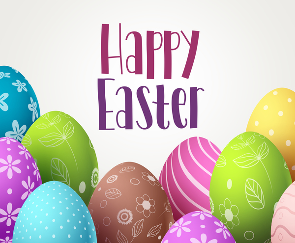 Easter egg with happy easter background vector  