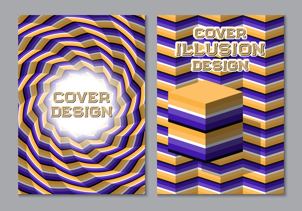 Dépliant et brochure couverture illusion design vector 05  