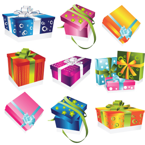 Vivid Colored Gifts Box vector graphics 04  
