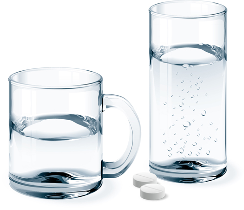 Glass cup with water vectors set 02  