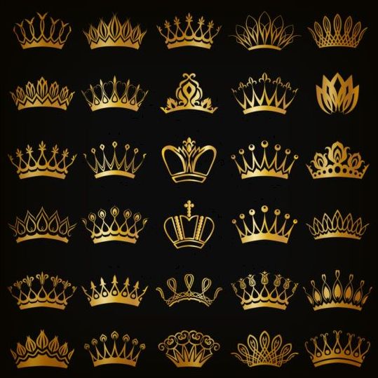 Gouden kroon ornament set vector  