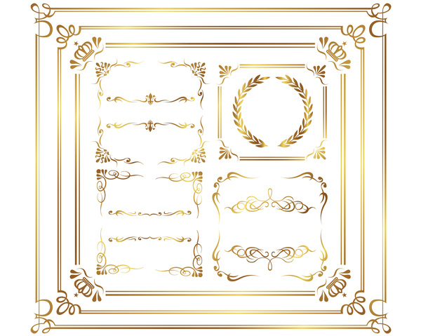 Goldene Dekor Kalligraphie mit Rahmen und Grenzen Vektor 07  