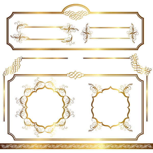 Goldene Dekor Kalligraphie mit Rahmen und Grenzen Vector 16  