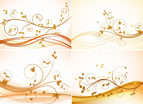 Golden tree branches abstract background vector 02  