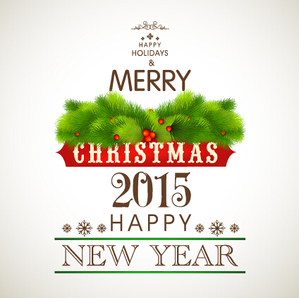 Green needles christmas and new year label background 03  