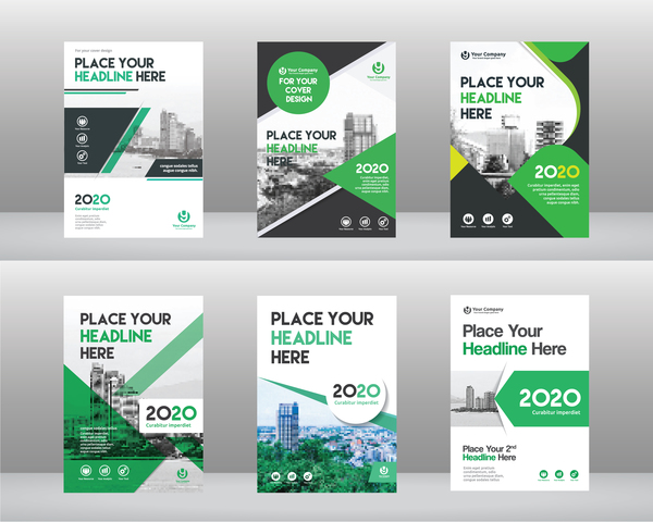 Brochure de styles verts avec vecteur de couverture flyer  